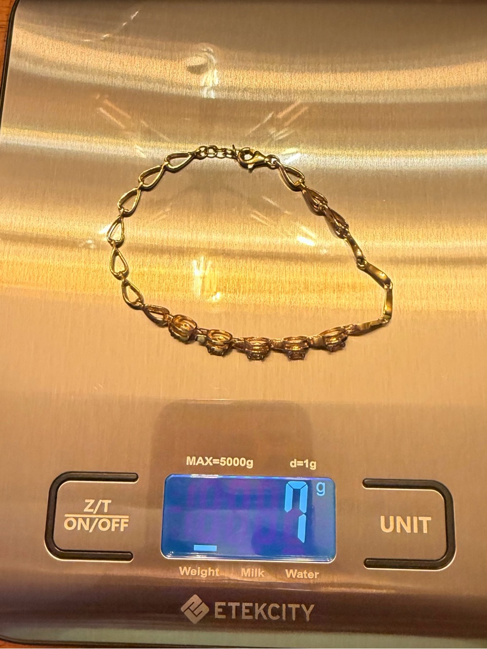 18K Gold Over Sterling Silver Orange AA Sapphire & Diamond Bracelet 7.25β - Picture 6 of 12